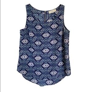 Stitch Fix Olive & Oak Blue Geometric Print Tank Top, EUC, Size Small